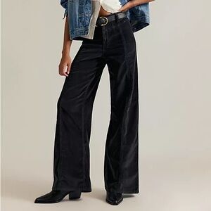 Free People We The Free sz 27 Libre Corduroy Wide Leg Pants Black NWT